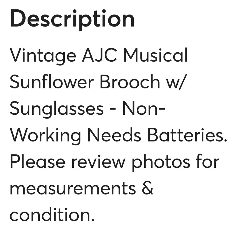 VINTAGE AJC GOLDEN SUNFLOWER NEEDS BATTERIES MUSICAL BROOCH - Picture 6 of 8